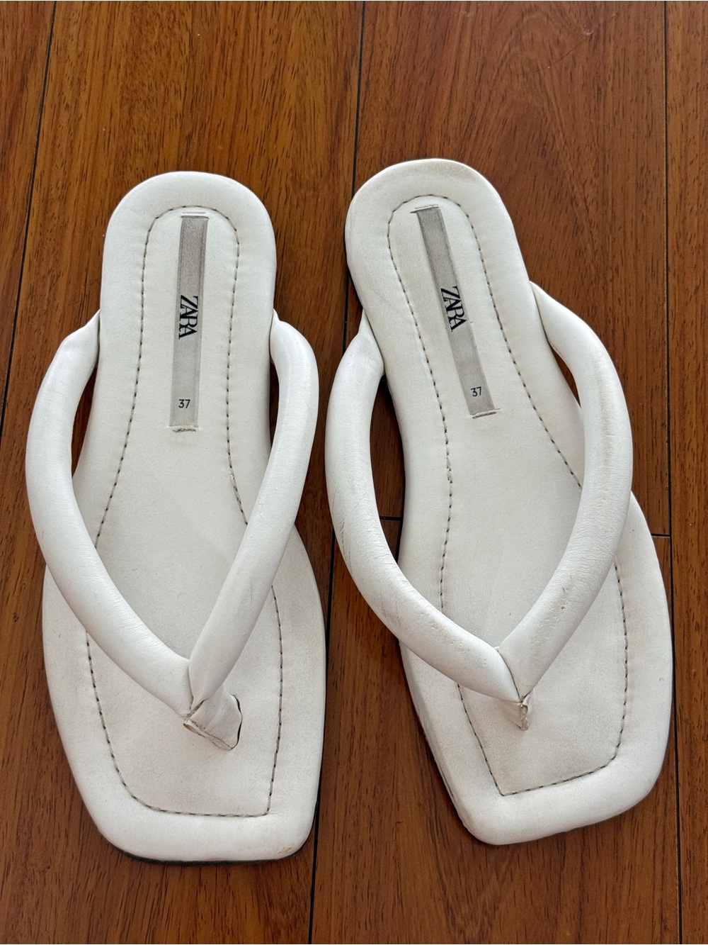 Zara White Padded Thong Sandals size 37
